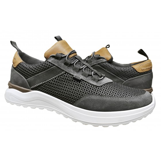 Кроссовки мужские кожаные - 2615 gray mesh