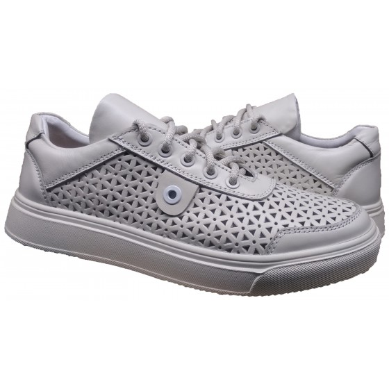 Кеди жіночі шкіряні перфорація бежеві - 2306 beige perforation