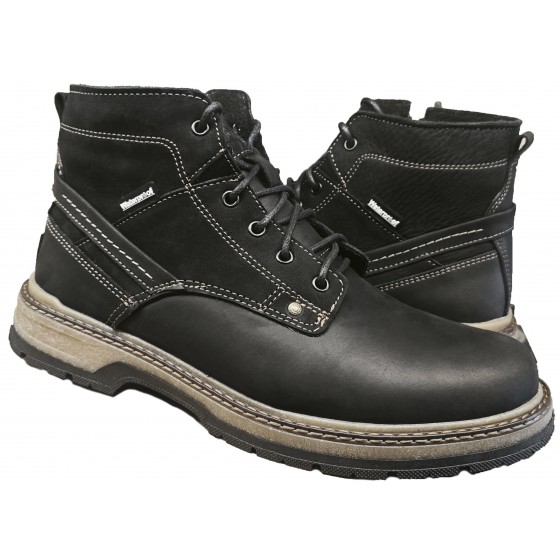 Ботинки зимние мужские кожа черный крейзи плюс нубук - N-1 Crazy Black and Nubuck