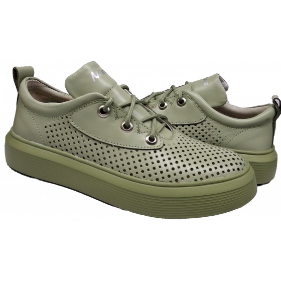 Кеди жіночі шкіряні перфорація авокадо - 2305 avocado perforation