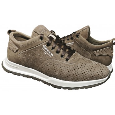 Туфлі чоловічі шкіряні нубук лате перфорація