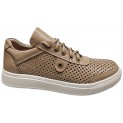 Кед жіночий шкіряний карамель перфорація - 2306 perforation caramel