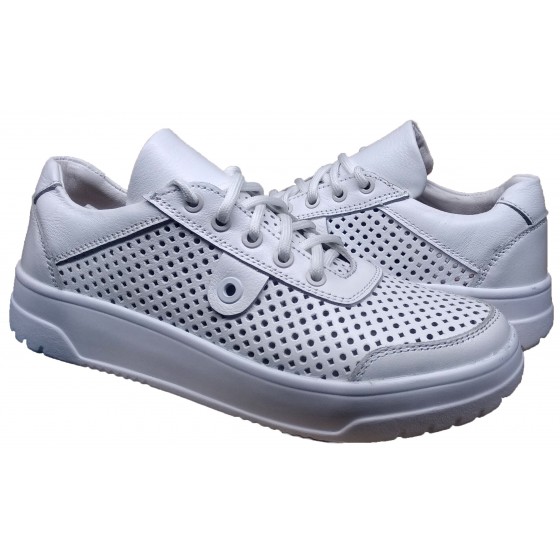 Кеди жіночі шкіряні білі перфорація - 2306 white perforation