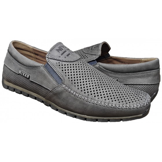 Мокасин чоловічий шкіряний перфорація - V-16 gray mustang perforation Мокасин чоловічий шкіряний перфорація - V-16 gray mustang perforation