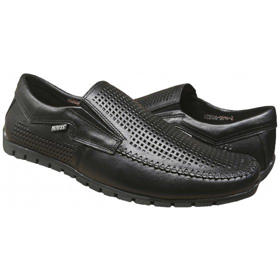 Мокасин чоловічий шкіряний - A-16 black front perforation Мокасин чоловічий шкіряний - A-16 black front perforation