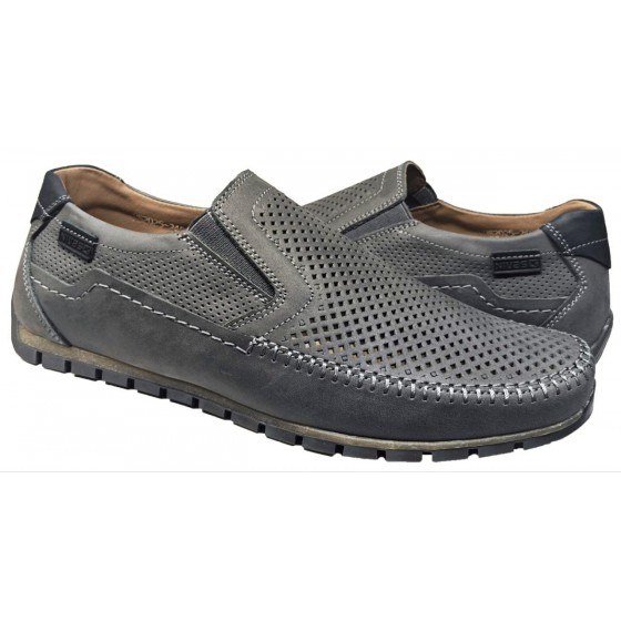 Мокасини чоловічі шкіряні перфорація - 2402 gray mustang