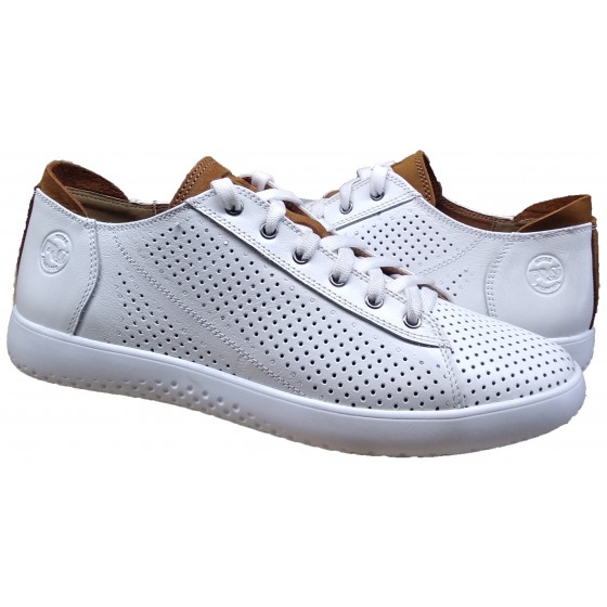 Туфлі чоловічі шкіряні білі перфорації - 212 white perforation
