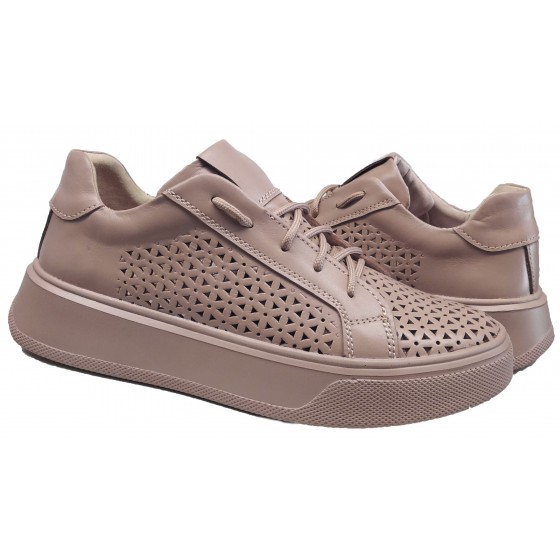 Кросівки жіночі шкіряні карамель перфорація - M-26 caramel perforation