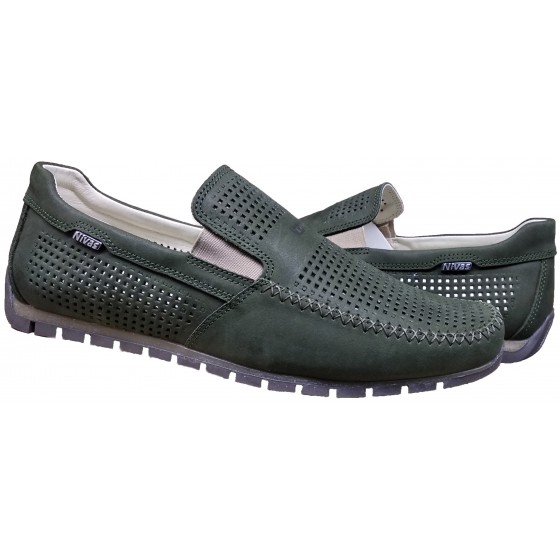 Мокасини чоловічі шкіряні хакі перфорація - 32 khaki perforation