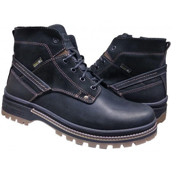 Черевики зимові чоловічі шкіра чорний крейзі плюс нубук - N-1 Crazy Black and Nubuck