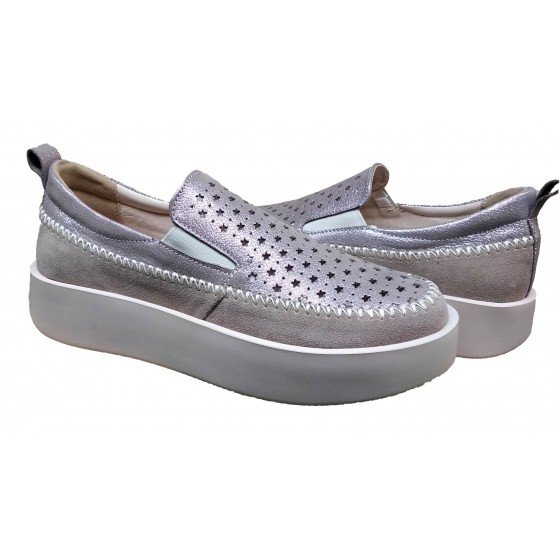 Сліпони жіночий велюр латте з блиск перфорація - M-21 velor latte with glitter perforation
