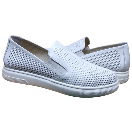 Сліпони жіночий шкіряний білий перфорація - M-31 white perforation