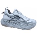 Кросівки шкіряні білі з сірим велюром - M-22 white with gray velor