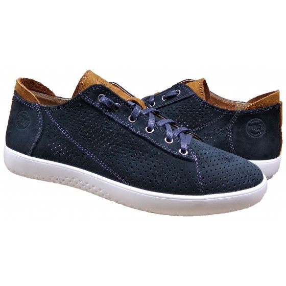 Туфлі чоловічі шкіряні синій нубук перфорація - 212 blue nubuck perforation