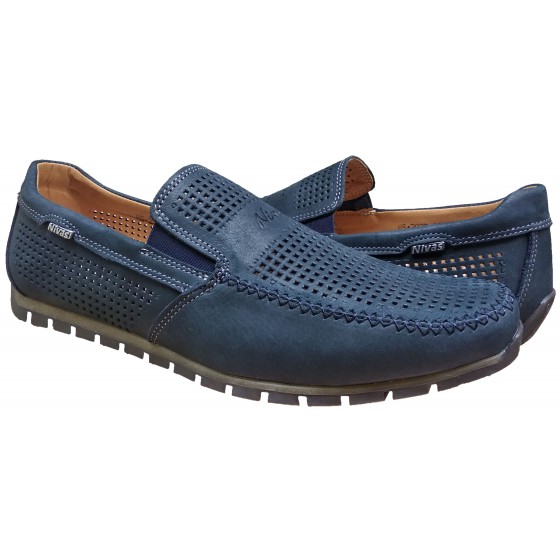 Мокасин чоловічий шкіряний перфорація синій - 32 leather blue mustang perforation