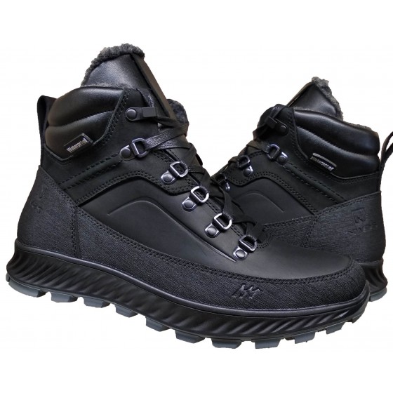 Черевики чоловічі шкіряні крейзі чорний - 006 crazy black + rubber