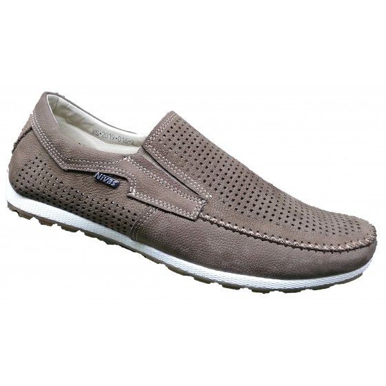 Мокасин чоловічий шкіряний лате перфорація - A-16 nubuck latte perforation