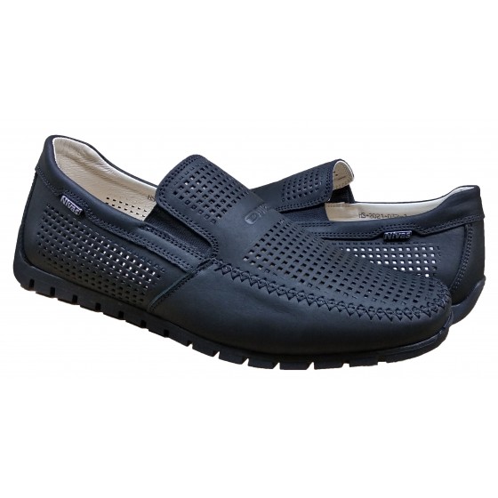 Мокасин чоловічий шкіряний перфорація чорний - 32 leather black mustang perforation
