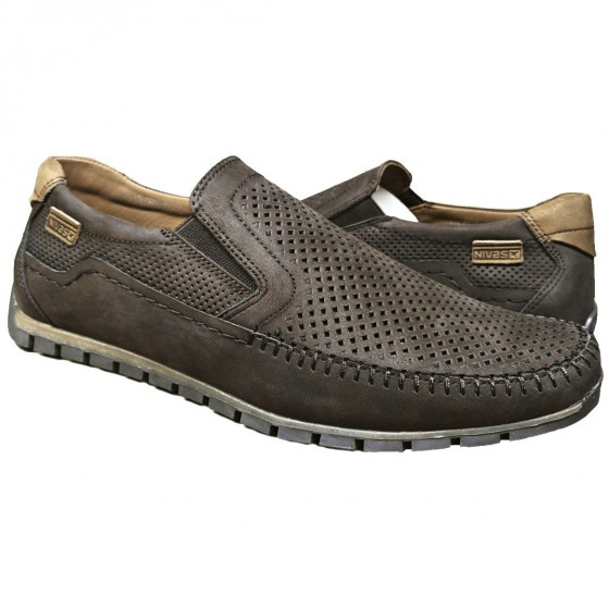 Мокасини чоловічі шкіряні перфорація - 2402 brown perforation