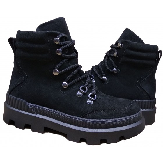 Черевики жіночі зимові замшеві - 024 black suede