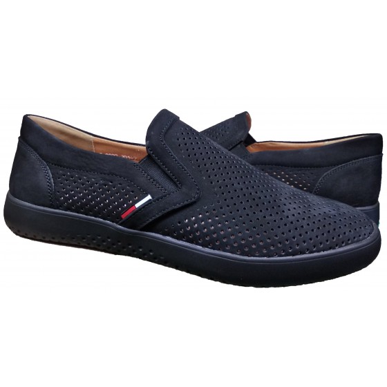 Туфлі чоловічі шкіряні нубук чорний перфорація - 201 black nubuck perforated