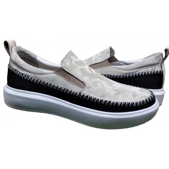Сліпони жіночий чорний замш з бежевою рептилією - M-21 suede leather + reptile beige